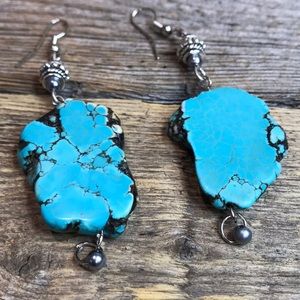 Hand Crafted Cut turquoise earrings